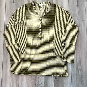 Sundance Striped Shirt Long Sleeve Mustard Yellow Black Cotton Womens XS
